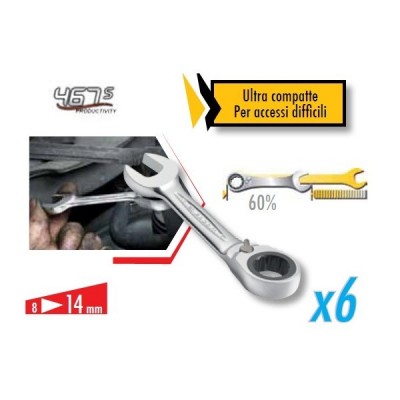 SET DI 6  CHIAVI COMBINATE EXTRA CORTE 467S