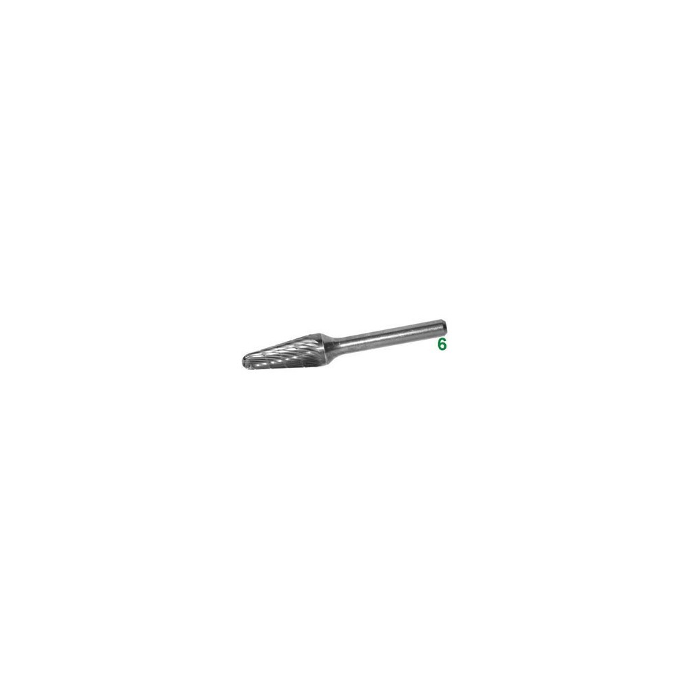 Frese rotative in metallo duro tipo conico con punta sferica att. ø 6 taglio 5 dolce con rompitruciolo