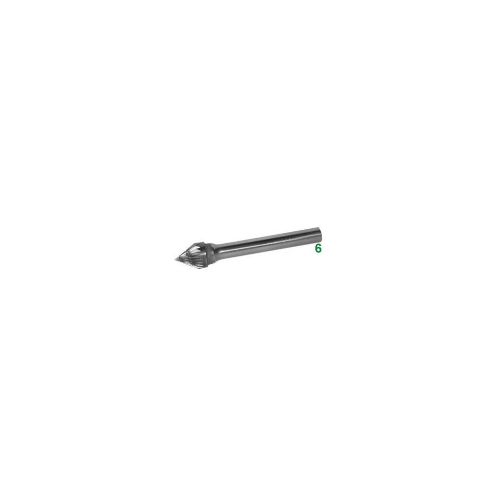 Frese rotative in metallo duro tipo conico con punta a 60° att. ø 6 taglio 5 dolce con rompitruciolo