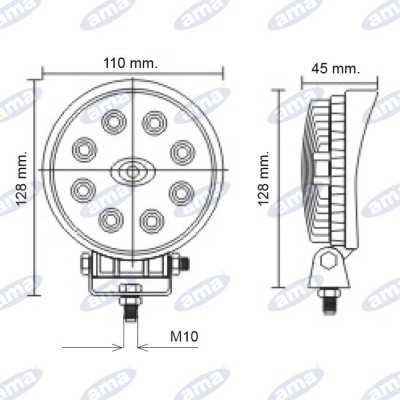 FARO DA LAVORO A LED TONDO 110x128MM 10-30V 27W 1700LM