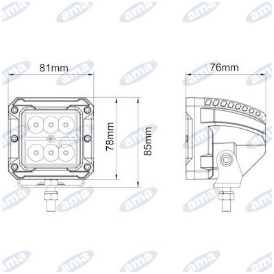 FARO LAVORO A LED 10-30V 18W 1620 LM CON MASCHERINE COLORATE INTERCAMBIABILI