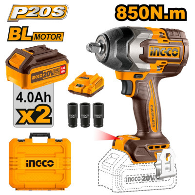 Avvitatore ad impulsi 850 Nm con 2 batterie da 4ah , set...