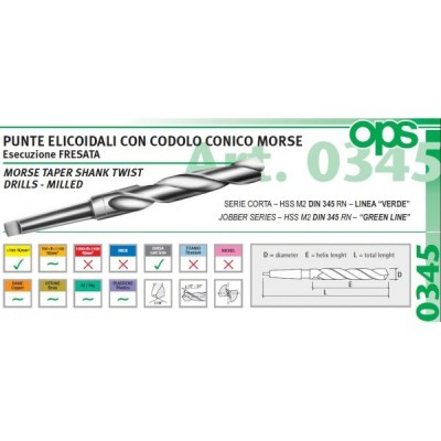 Punta elicoidale mm.27 codolo conico morse 3