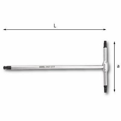 Chiavi a T con testa sferica per viti con impronta TORX® Usag 280 TSTX T15