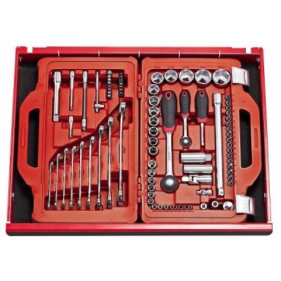 Assortimento in cassetta modulare con bussole esagonali e chiavi combinate (82 pz)   Usag  601 1/4-1/2 J82