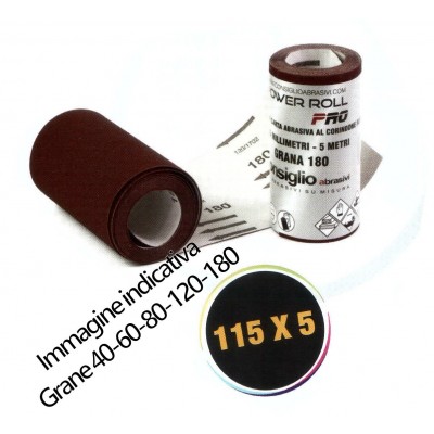 Minirotolo carta abrasiva al corindone 115mm x 5 mt